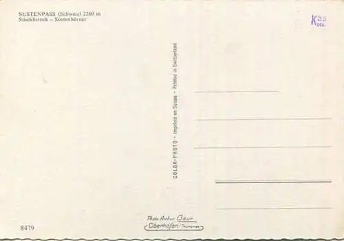 Sustenpass - Stucklistock - Sustenhörner - AK Grossformat - Verlag Arthur Baur