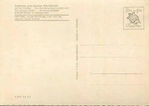 Reisdorf - Gasthaus Waldeslust - Besitzer Hanno Walther - AK-Grossformat - Verlag Glogner & Sohn Neckargemünd