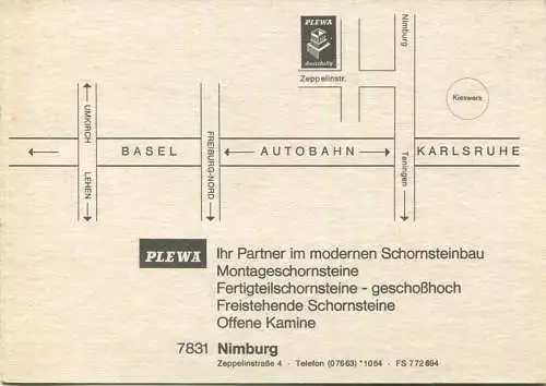Nimburg - Plewa - Zeppelinstrasse 4 - Schornsteinbau - rückseitig Werbezudruck - keine AK Einteilung
