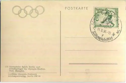 Olympische Spiele 1936 - Kunstspringer - Foto-Ansichtskarte - Amtliche Olympia-Postkarte