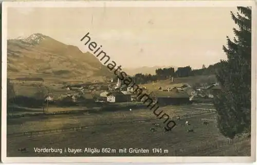 Vorderburg i. bayer. Allgäu mit Grünten - Foto-Ansichtskarte - Verlag X. Weißenbach Petersthal