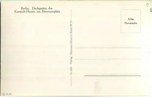 Berlin - Neukölln - Karstadt am Hermannplatz - Dachgarten - Foto-Ansichtskarte - Verlag Hermann Schmidt Berlin