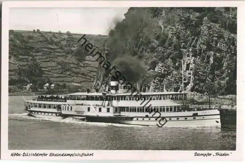 Fahrgastschiff Dampfer Frieden - Köln-Düsseldorfer-Rheindampfschiffahrt - Foto-Ansichtskarte