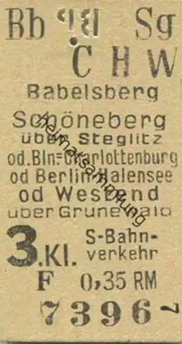 Deutschland - Berlin - S-Bahnverkehr - Babelsberg Schöneberg über Steglitz oder Bln. Charlottenburg oder Berlin Halensee