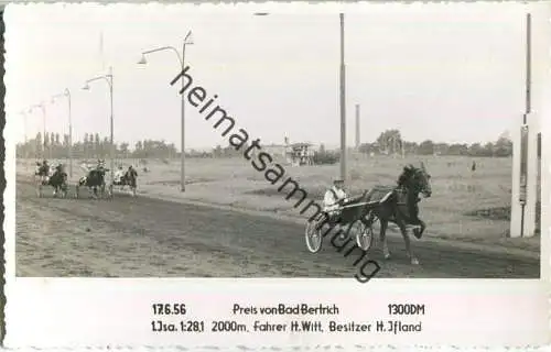 Trabrennen - Preis von Bad Bertrich - Isa - Fahrer H. Witt - Besitzer H. Ifland - Foto-AK 17.06.1956