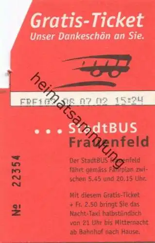 Schweiz - StadtBus Frauenfeld - Gratis-Ticket