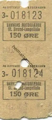 Dänemark - Havnens Motorfaerge Gl. Strand- Langelinie - Fahrkarte 150 Öre