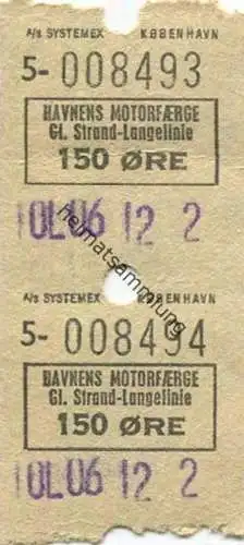 Dänemark - Havnens Motorfaerge Gl. Strand- Langelinie - Fahrkarte 150 Öre