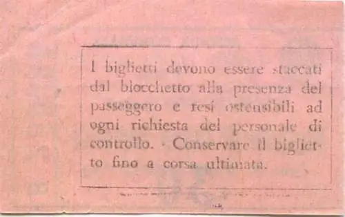 Italien - Azienda Comunale di navig. Interna Lagunare Venezia - Filovie del Lido - Biglietto die Corsa Semplice (per S.