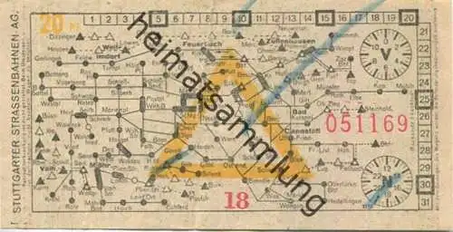 Deutschland - Stuttgart - Stuttgarter Strassenbahnen AG - Fahrschein 20Pf.