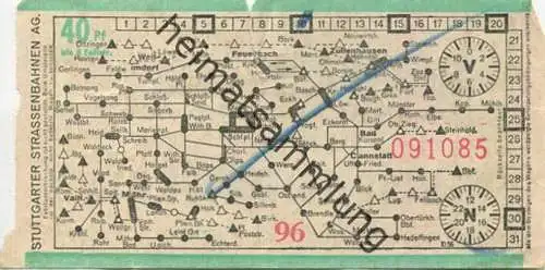 Deutschland - Stuttgart - Stuttgarter Strassenbahnen AG - Fahrschein 40Pf.