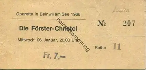 Schweiz - Operette in Beinwil am See 1960 Die Förster-Christel