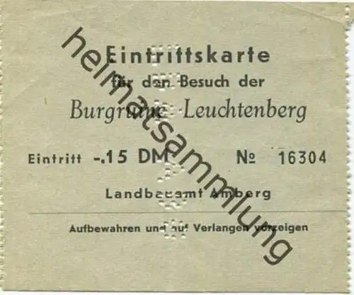 Deutschland - Burgruine Leuchtenberg - Eintrittskarte