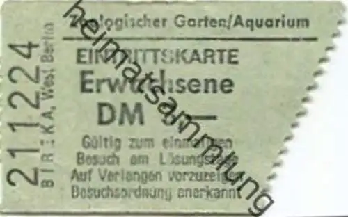 Deutschland - Berlin - Zoologischer Garten/Aquarium - Eintrittskarte Erwachsene