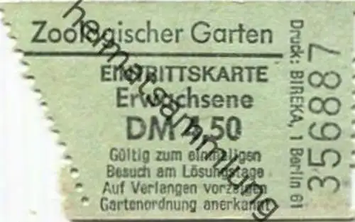Deutschland - Berlin - Zoologischer Garten - Eintrittskarte Erwachsene
