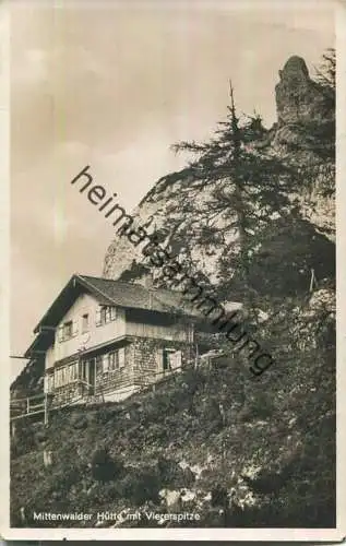 Mittenwalder Hütte - Viererspitze - Foto-Ansichtskarte - Verlag Herm. Wisberger Krün