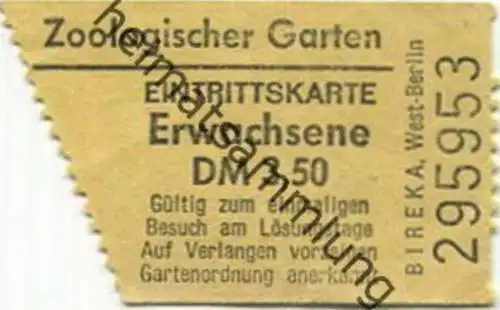 Deutschland - Berlin - Zoologischer Garten - Eintrittskarte Erwachsene