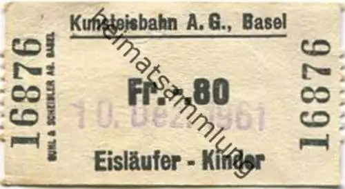 Schweiz - Kunsteisbahn AG Basel - Eisläufer Kinder 1961