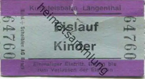 Schweiz - Kunsteisbahn Langenthal - Eislauf Kinder - Eintrittskarte