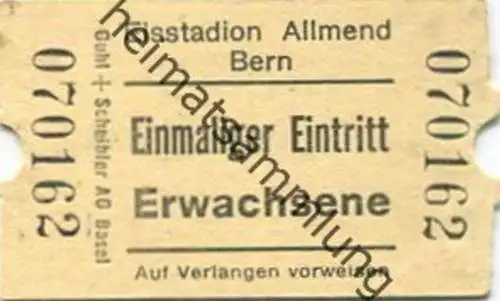 Schweiz - Eisstadion Allmend Bern - Einmaliger Eintritt Erwachsene