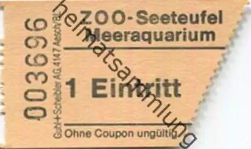 Schweiz - Zoo Seeteufel Studen Biel - Meeraquarium - Eintrittskarte