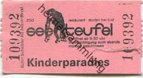 Schweiz - Zoo Seeteufel Studen Biel - Kinderparadies - Eintrittskarte