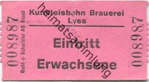 Schweiz - Lyss - Kunsteisbahn Brauerei - Eintrittskarte Erwachsene
