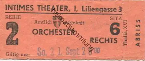 Österreich Wien Liliengasse 3 - Intimes Theater - Eintrittskarte