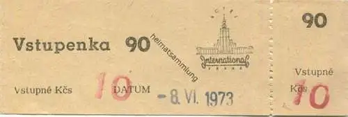 Tschechische Republik - Prag - Praha Hotel International - Vstupenka - Eintrittskarte 1973