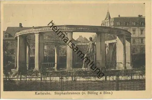 Karlsruhe - Stephansbrunnen von Billing & Binz - Verlag J. Velten Karlsruhe