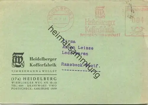 Heidelberg - Kofferfabrik Timmermann & Wollet - Übernahme der Umsatzsteuererhöhung gel. 1951