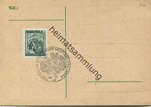 Wien - Briefmarkenausstellung - Philatelie - Wiener Neustädter Briefmarkensammler-Verein - Sonderstempel 1946