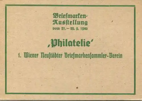 Wien - Briefmarkenausstellung - Philatelie - Wiener Neustädter Briefmarkensammler-Verein - Sonderstempel 1946