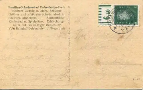 Deisenhofen - Oberhaching - Familien-Schwimmbad - Besitzer Ludwig und Marg. Schuster - Verlag Ludw. und Marg. Schuster D