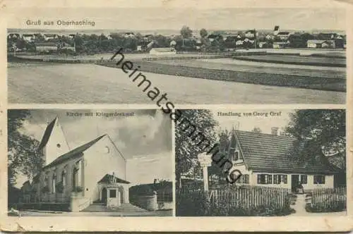 Oberhaching - Kirche - Kriegerdenkmal - Handlung Georg Graf - Verlag Martin Zellerer München gel. 1928