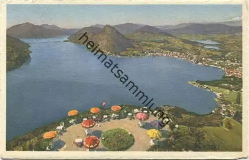 Lago di Lugano - Monte S. Salvatore e Monte Rosa visti dalla terrazza del Hotel Kulm Monte Bre gel. 1950