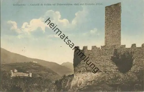 Bellinzona - Castello di Svitto ed Unterwalden visti dal Castello d Uri - Verlag Elia Colombi Bellinzona gel. 1912