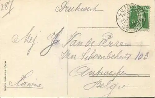 Axenstrasse - Gitschen - Urirotstock - Verlag Photoglob Zürich gel. 1912