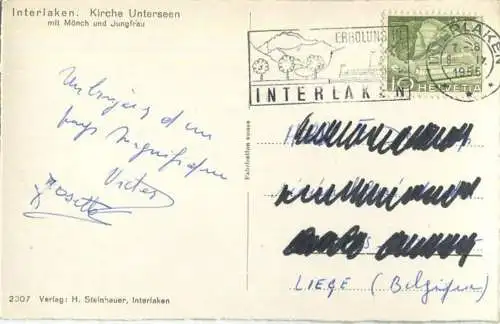 Unterseen - Interlaken - Kirche - Foto-AK - Verlag H. Steinhauer Interlaken gel. 1955