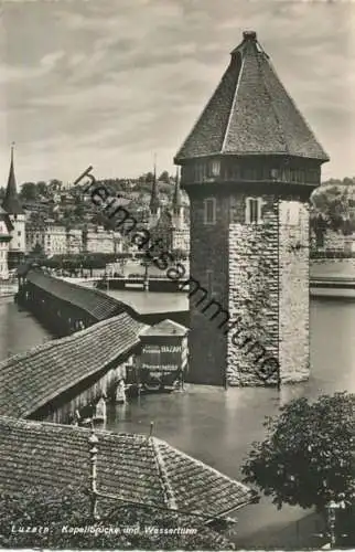 Luzern - Kapellbrücke und Wasserturm - Foto-AK - Verlag R. Götz Luzern