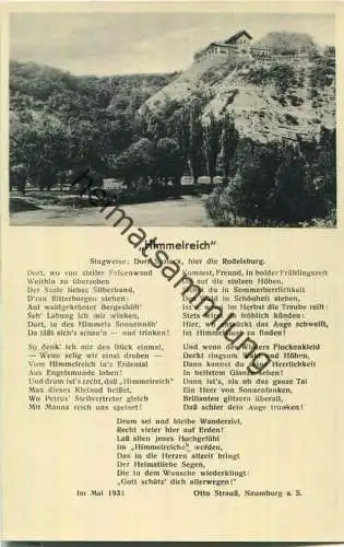 Bergrestaurant Himmelreich - Inhaber Walter Reichenbach Bad Kösen - Verlag Otto Blaubach Naumburg - Liederkarte