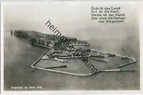 Helgoland im Jahre 1918 - Flugaufnahme - Foto-Ansichtskarte 30er Jahre - Verlag Cramers Kunstanstalt Dortmund