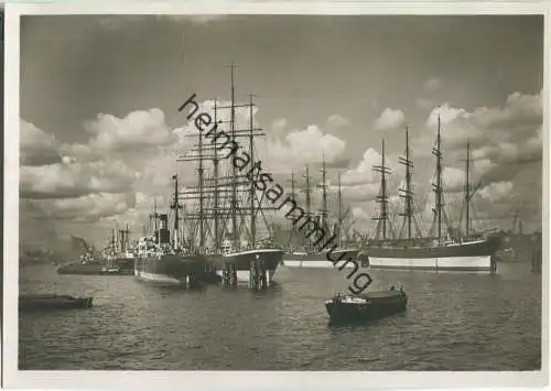 Hamburg - Segelschiff-Hafen - Foto-AK Grossformat 30er Jahre - Verlag Georg Stilke Hamburg
