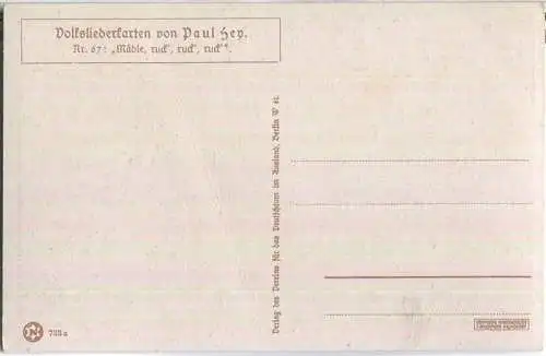 Paul Hey - Volksliederkarte Nr. 67 - Mädle ruck ruck ruck - Künstlerkarte 20er Jahre