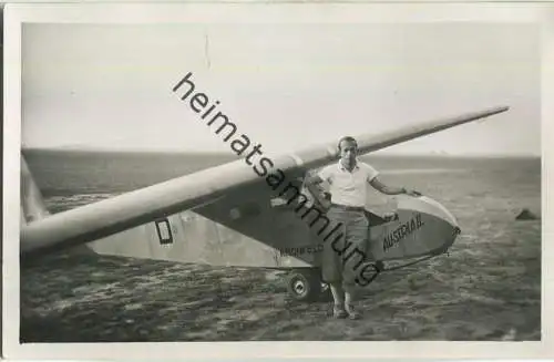 Robert Kronfeld - Segelflugpionier - Segelflugzeug Austria II - Foto-Ansichtskarte 1932