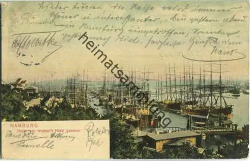 Hamburg - Hafen von Wietzel's Hotel aus gesehen - Verlag Stengel & Co Leipzig - Stempel Freihafen