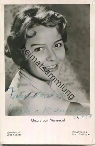 Ursula von Manescul - Original Autogramm - Verlag Franz Josef Rüdel Hamburg