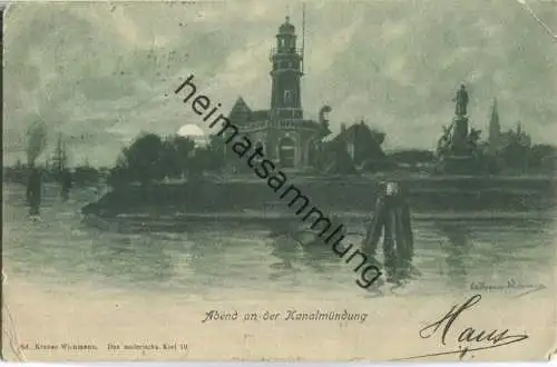 Kiel - Kanalmündung - Künstlerkarte Ed. Krause-Wichmann - Verlag A. M. Engel Kiel