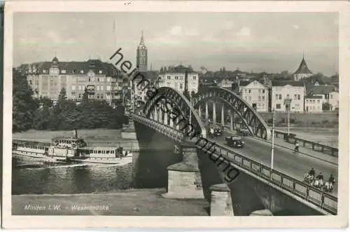 Minden - Weserbrücke - Weserschiff - Foto-AK - Verlag Schöning & Co Lübeck