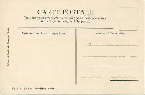 Tunis - Pavillon arabe - Edition Lehnert & Landrock